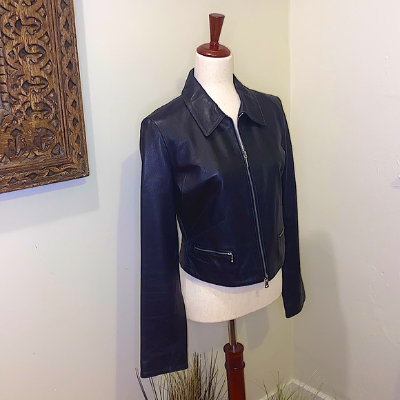 Kennth Cole Black leather jacket - Picture 1 of 11